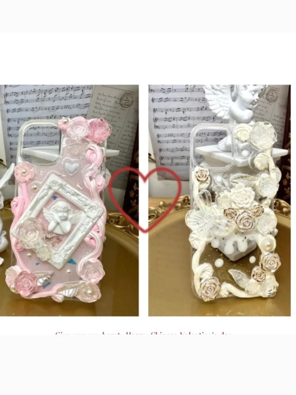 iPhone 12/12pro Baroque Butterfly and angel Phone Case, Handmade